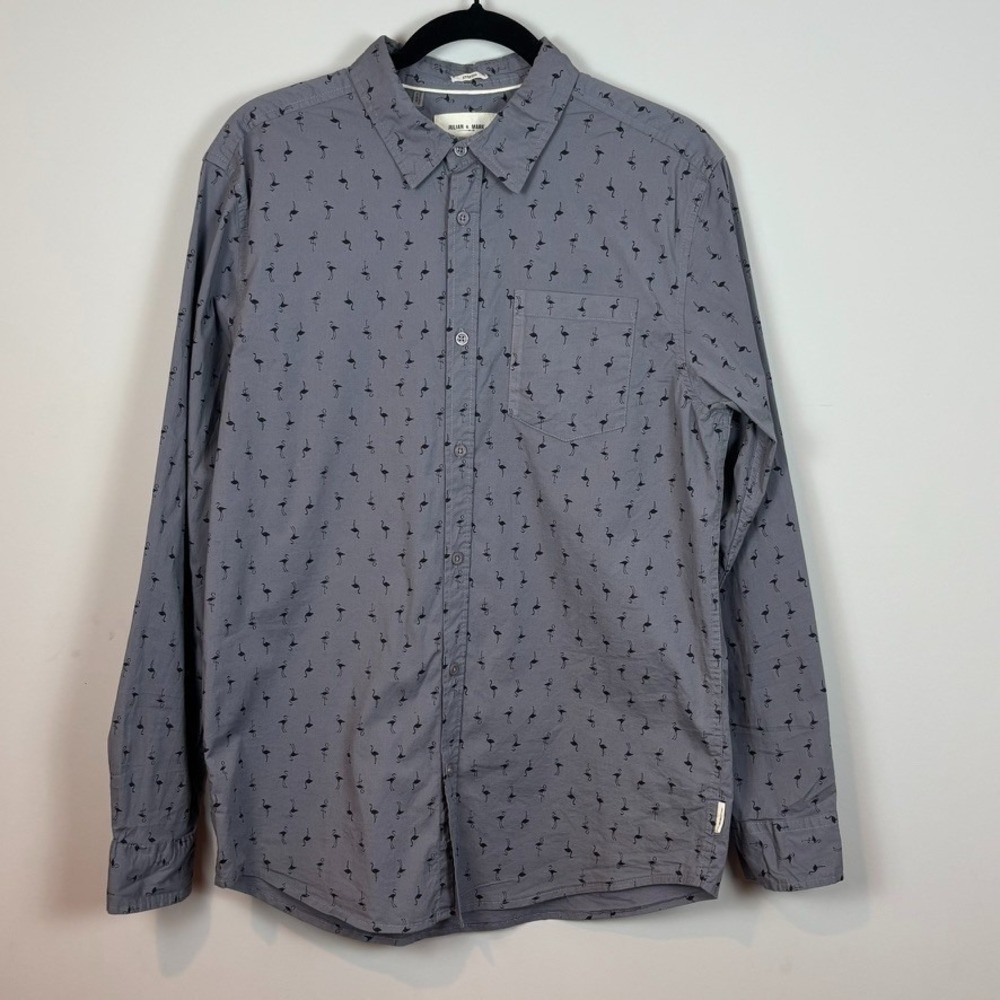 Julian & Mark‎ Mens Cotton Flamingo allover pattern Grey Stretch Shirt Size MED